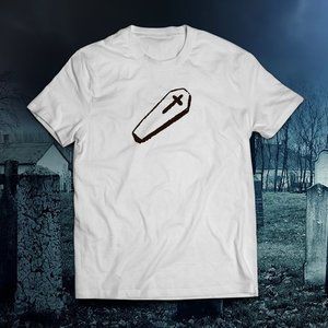 Small Coffin Vintage Style Print White Tee
